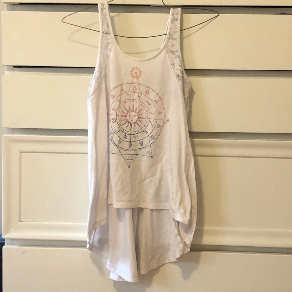 White Hi-low tank top